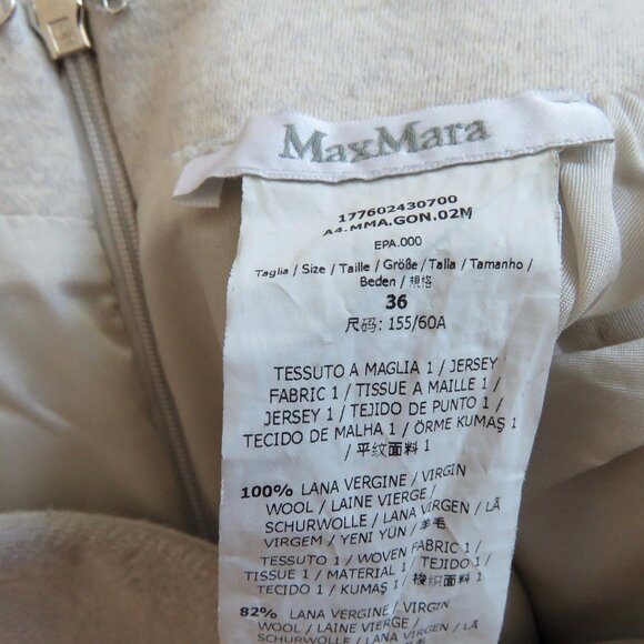 MAXMARA Cream Ecru Bone 100% Wool Two Tone Classic Pencil Skirt Sz EU 36 / US 4 - Picture 15 of 15